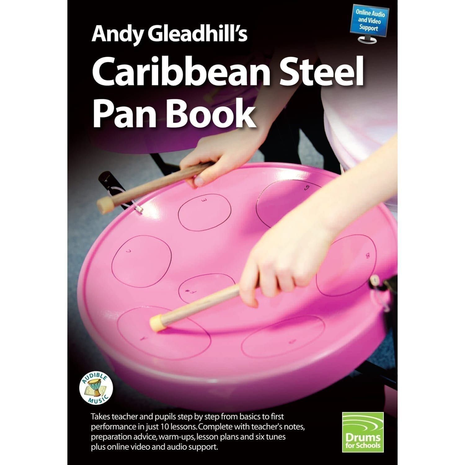 This is a product image of the front cover of Andy Gleadhill's Caribbean Steel Pan Book.