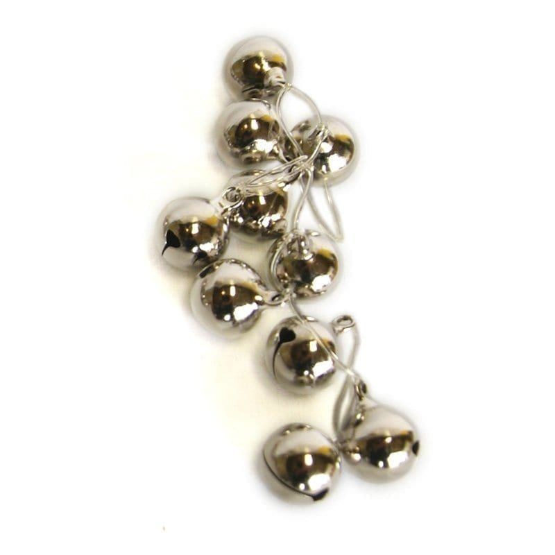 String Bells with polished silver jingle bells attached by wire, for musical movement and sensory play