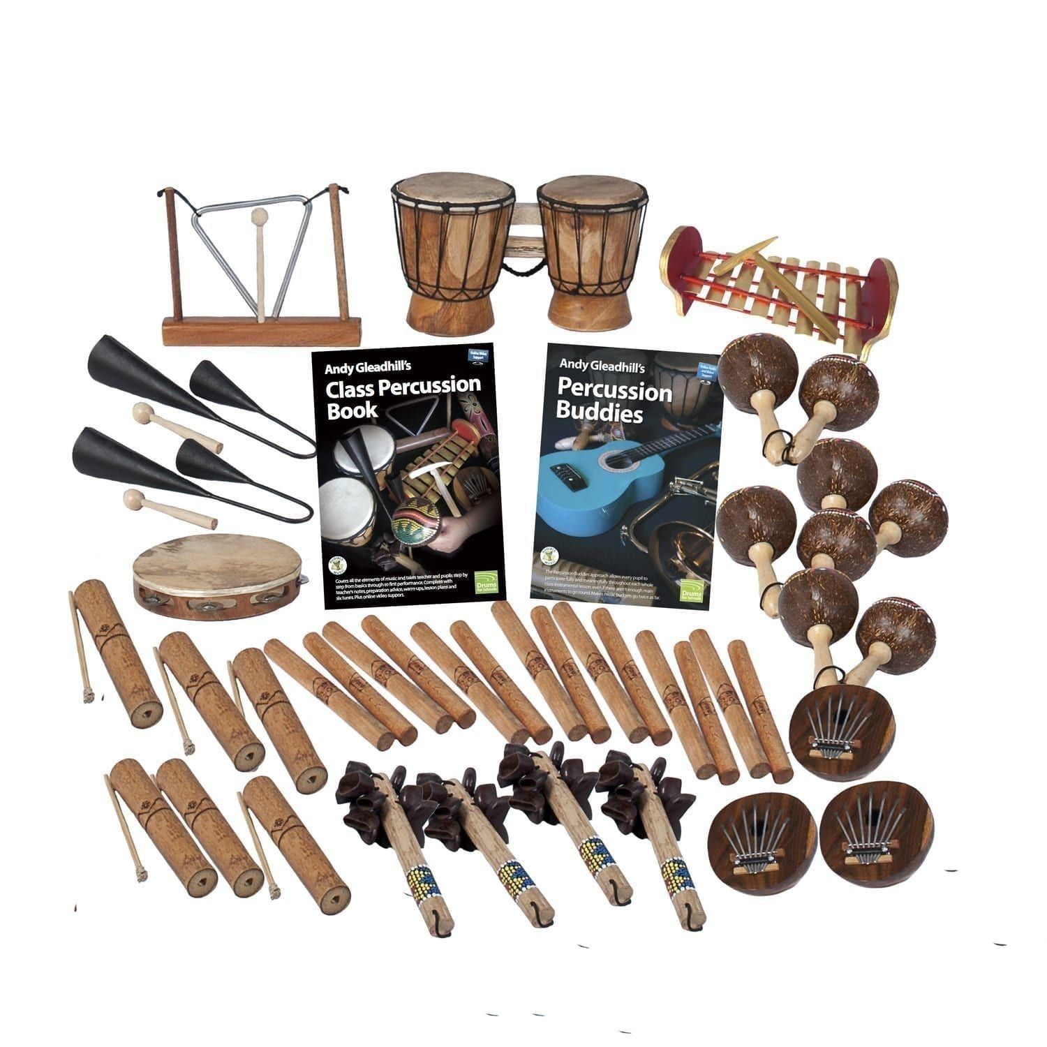 The budget Class Percussion Pack for 30 Players with world instruments, teacher guides & storage. Perfect for KS1, schools & First Access.