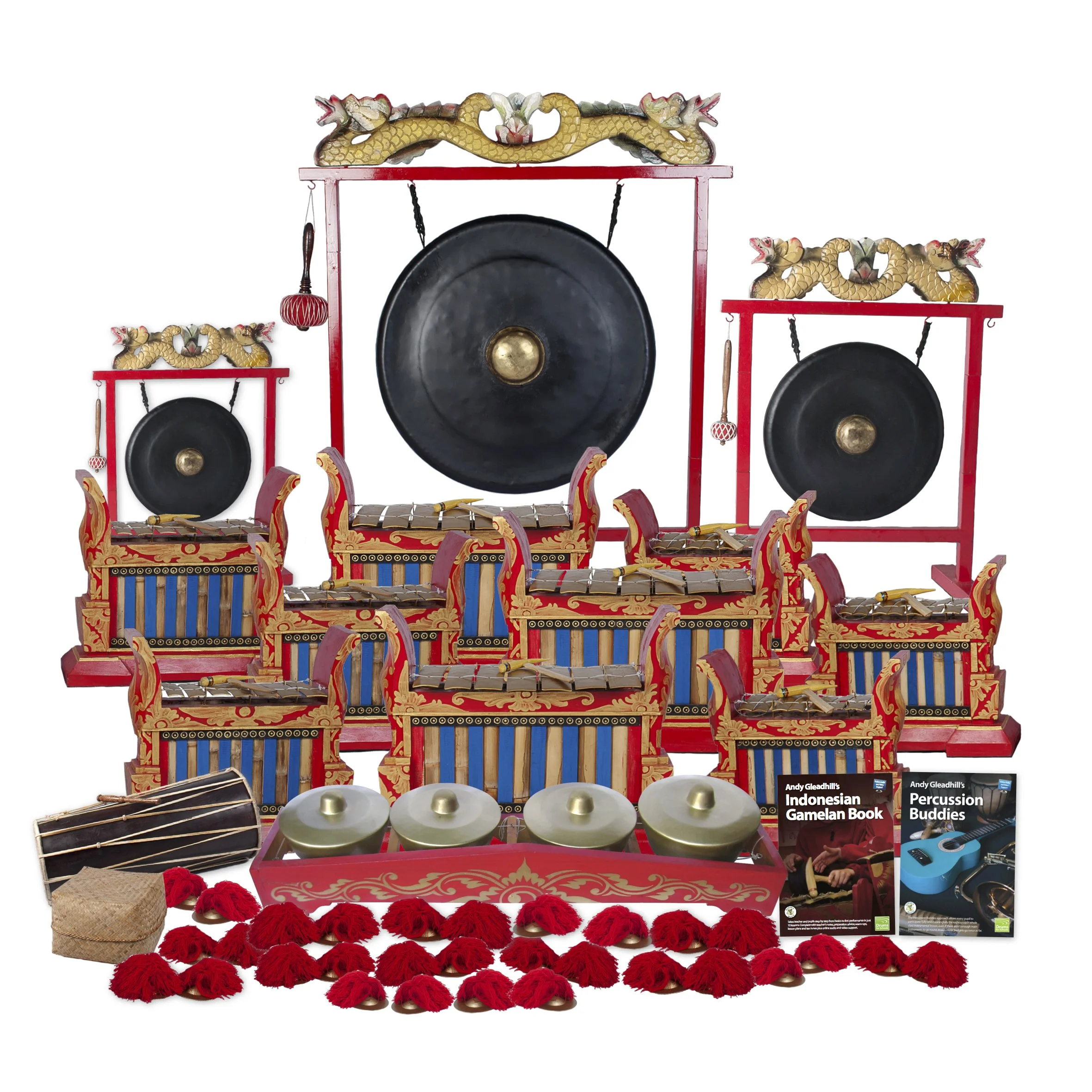 Indonesian Gamelan Premium 30 Player Class Pack Buddies with Gongs, Metallophones, Cymbals, and Teaching Guides