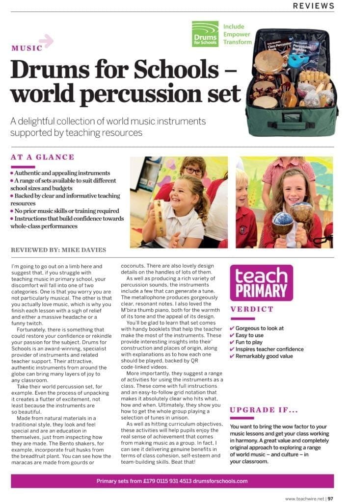 Teach Primary Review World Percussion 30 Player Budget Set