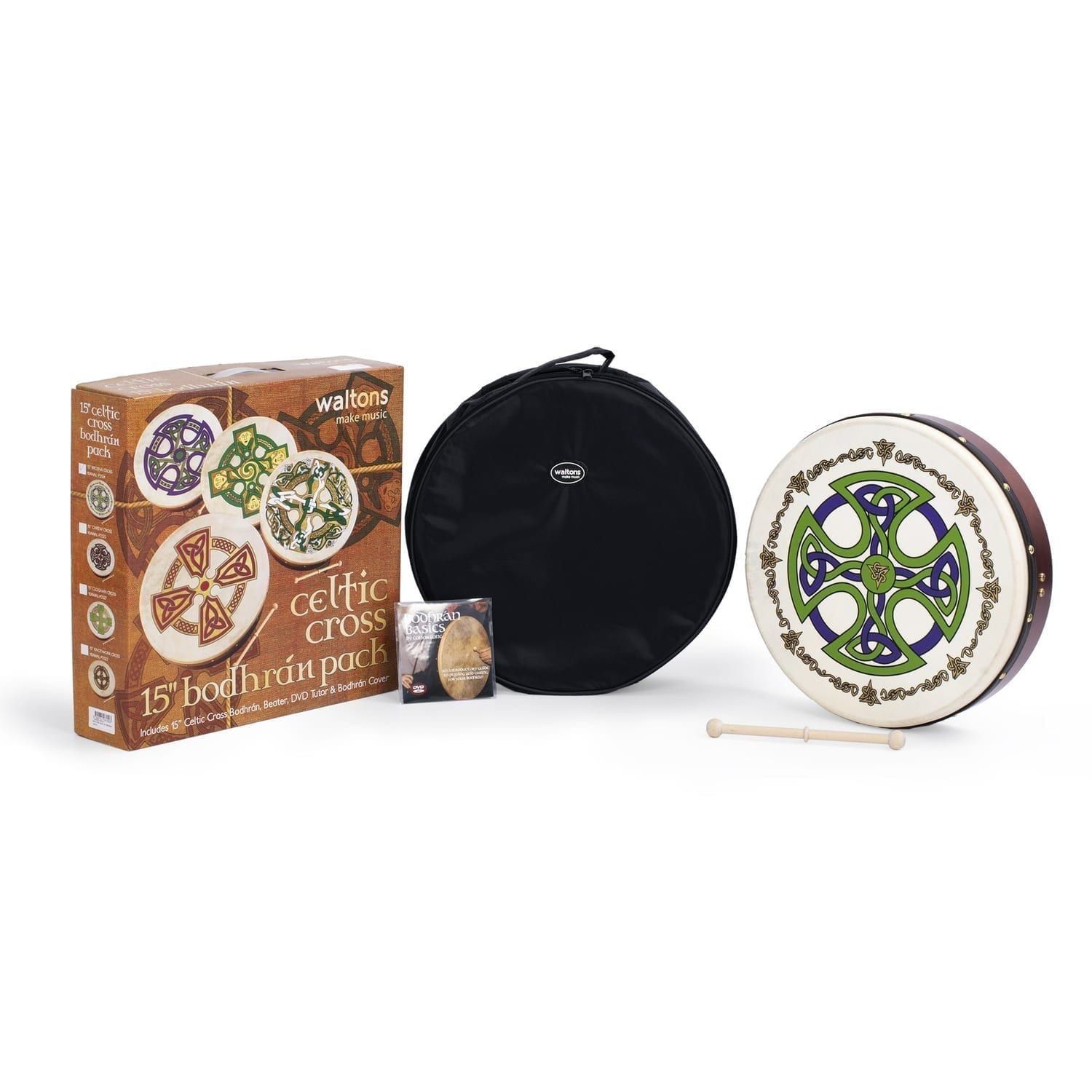Percussion Plus bodhran 15" Brosna Cross with bag
