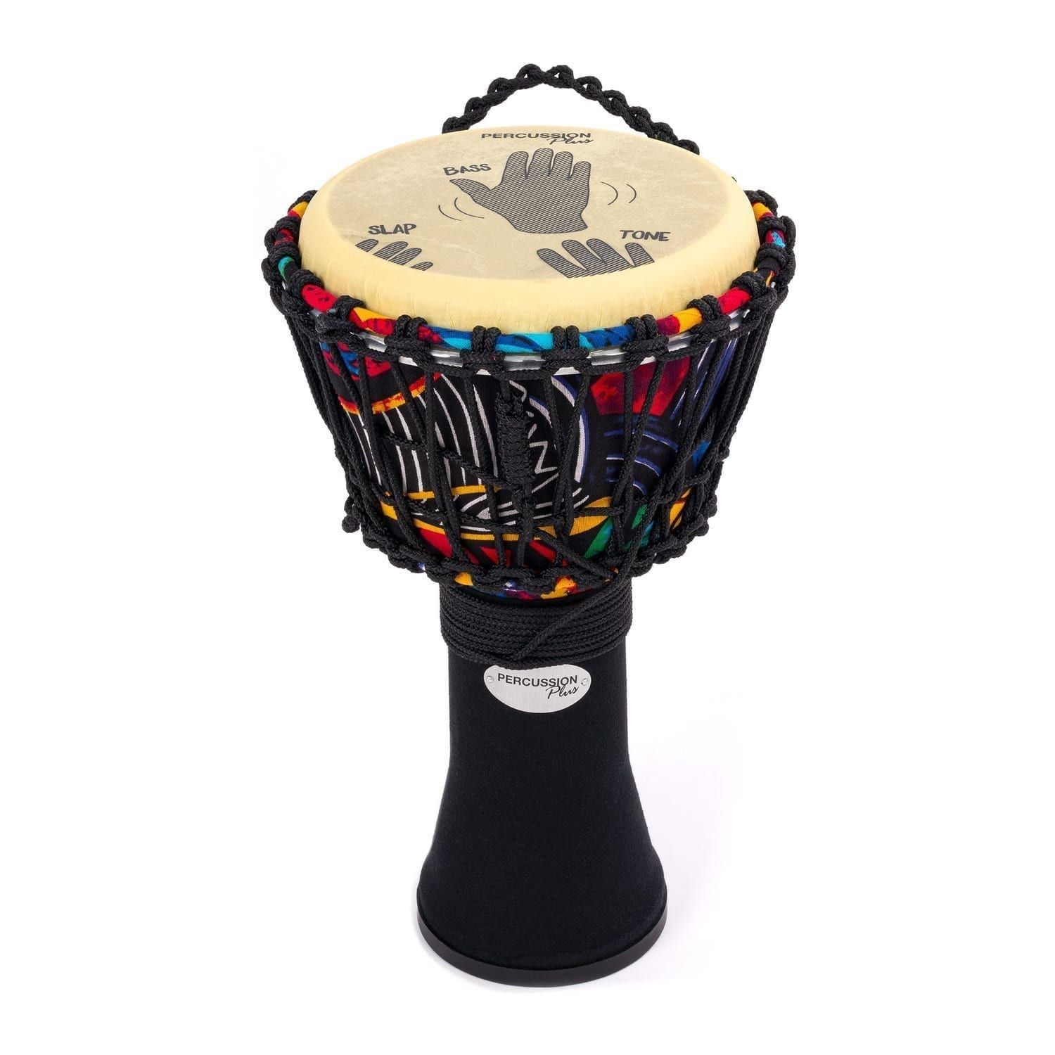 Percussion Plus Slap Djembe with 8-Inch Diameter and 40cm Height, Featuring Rope-Tuned Drumhead and Vibrant Patterns for Versatile Drumming